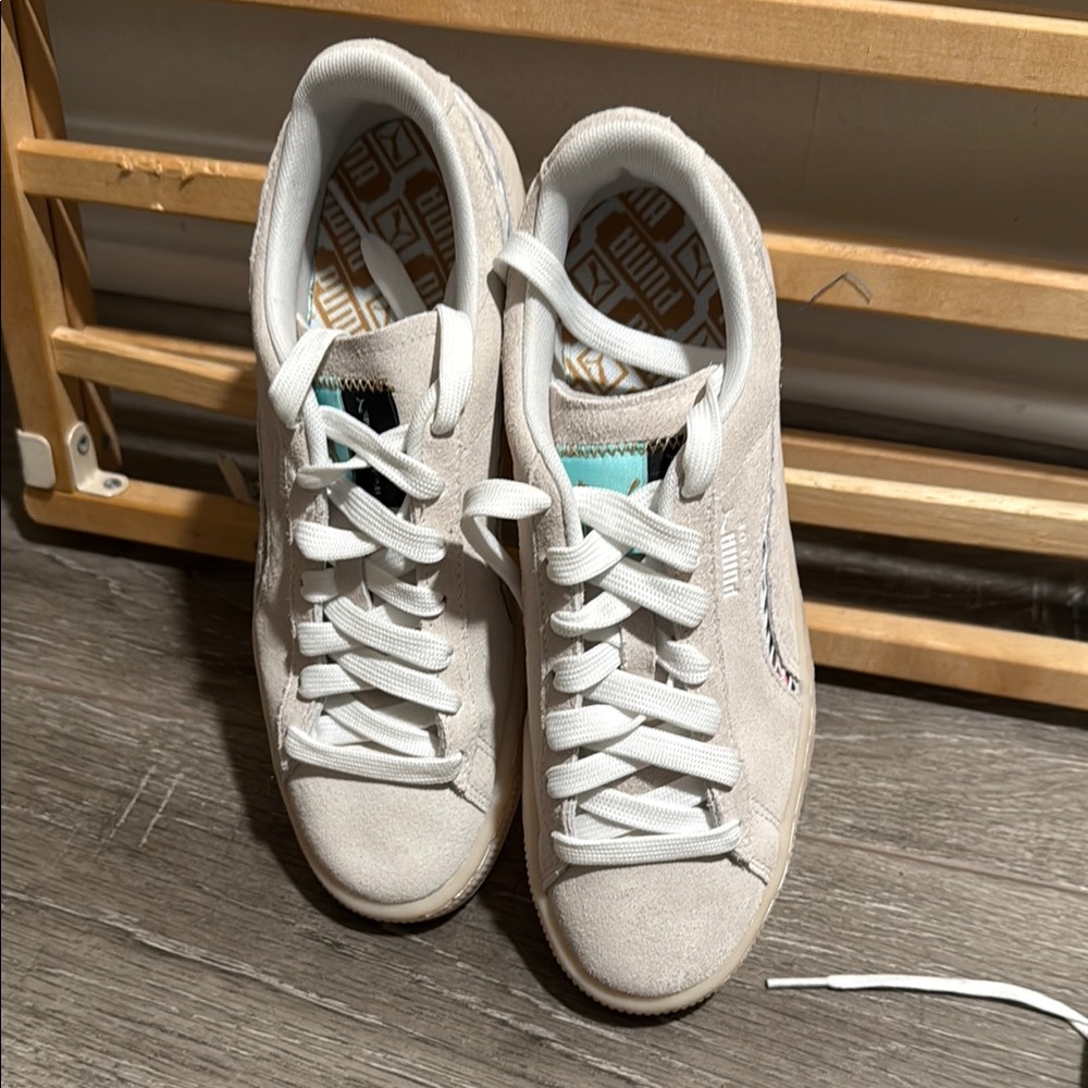 Puma White Sneakers Suede Low-Top